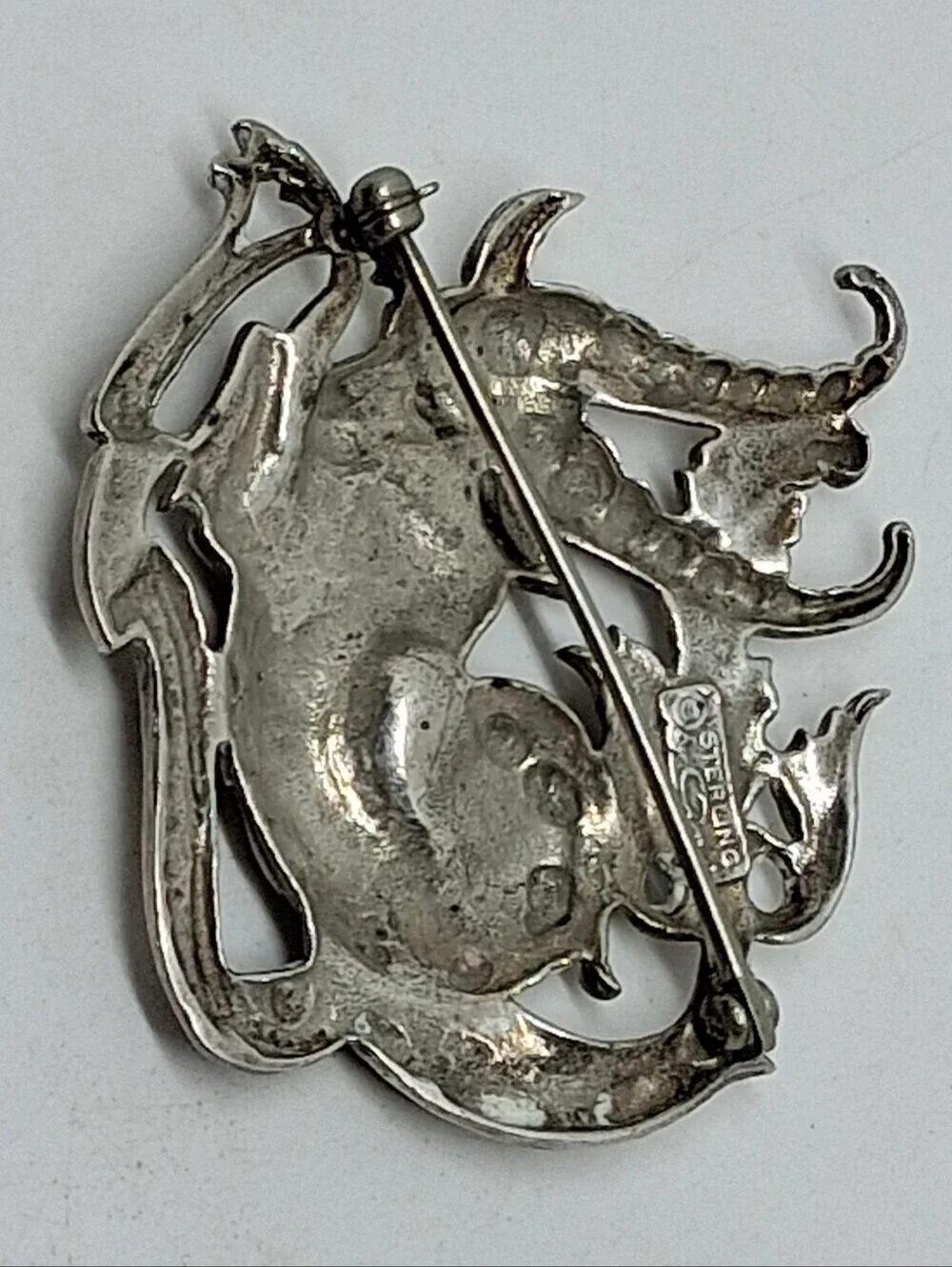 * Vintage CINI Sterling Silver 925 Capricorn Zodiac Pin Brooch